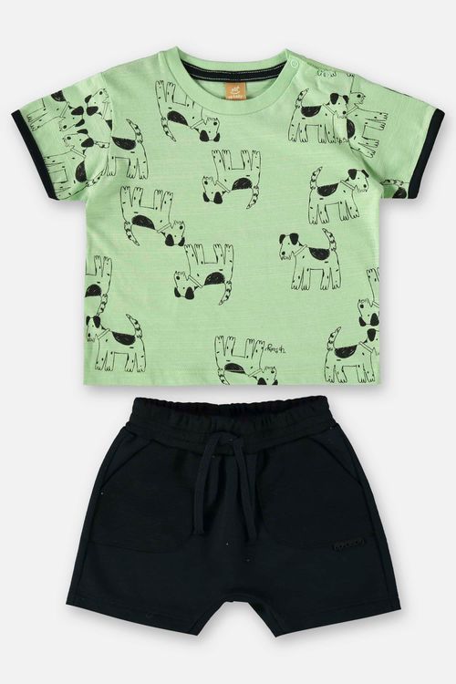 Conjunto para Bebê Menino com Camiseta e Bermuda (Verde) Up Baby