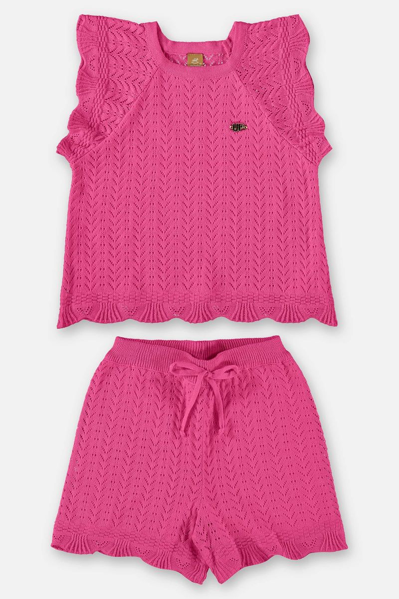Conjunto-Infantil-para-Meninas-em-Trico-com-Blusa-e-Shorts--Vermelho--Up-Baby