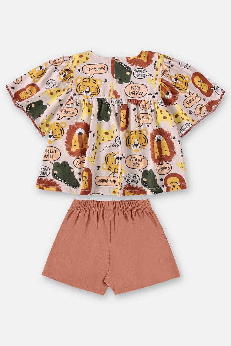 Conjunto-Infantil-para-Meninas-com-Bata-e-Shorts--Bege--Up-Baby