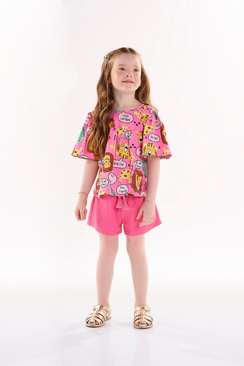 Conjunto-Infantil-para-Meninas-com-Bata-e-Shorts--Rosa--Up-Baby
