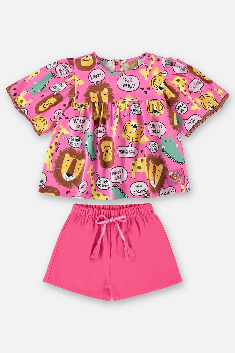 Conjunto-Infantil-para-Meninas-com-Bata-e-Shorts--Rosa--Up-Baby