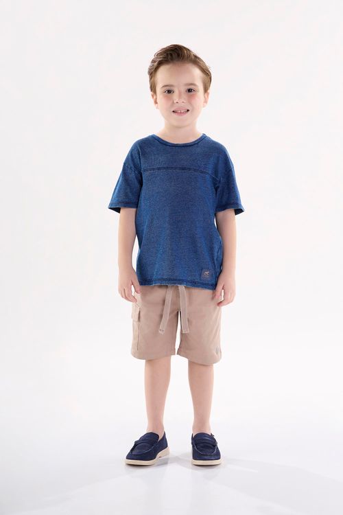 Camiseta Infantil para Meninos em Meia Malha Índigo (Azul Marinho) Up Baby