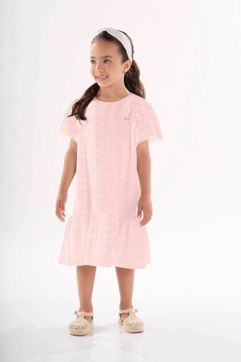 Vestido-Infantil-de-Manga-Curta-em-Laise--Rosa--Up-Baby