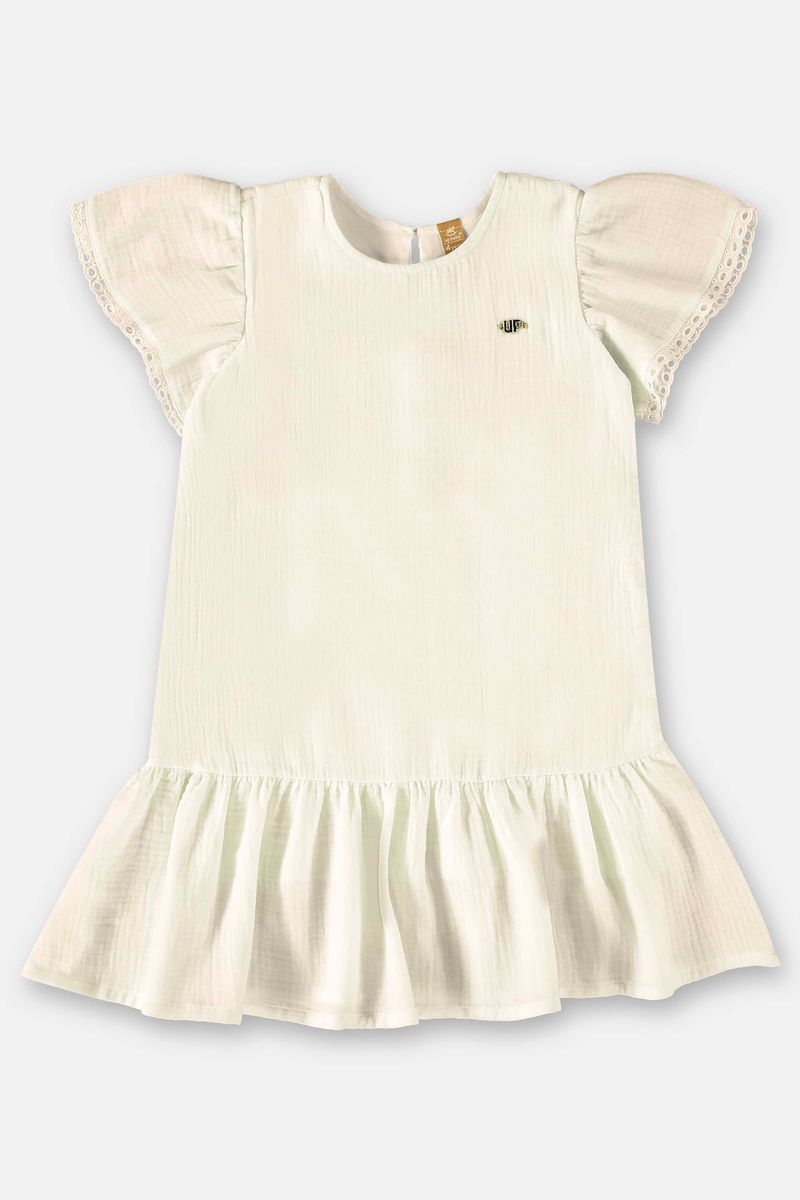 Vestido-Infantil-de-Manga-Curta-em-Laise--Bege--Up-Baby
