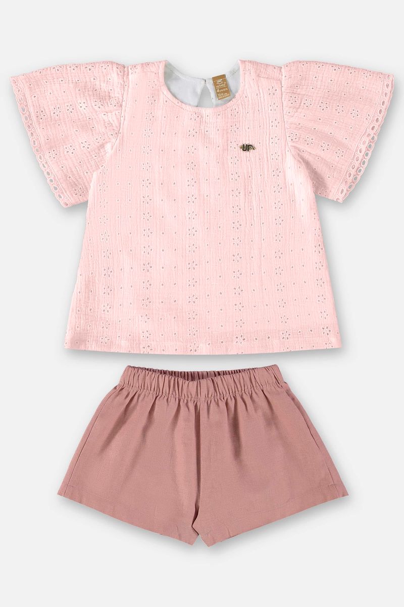 Conjunto-Infantil-para-Menina-com-Bata-e-Shorts--Rosa--Up-Baby
