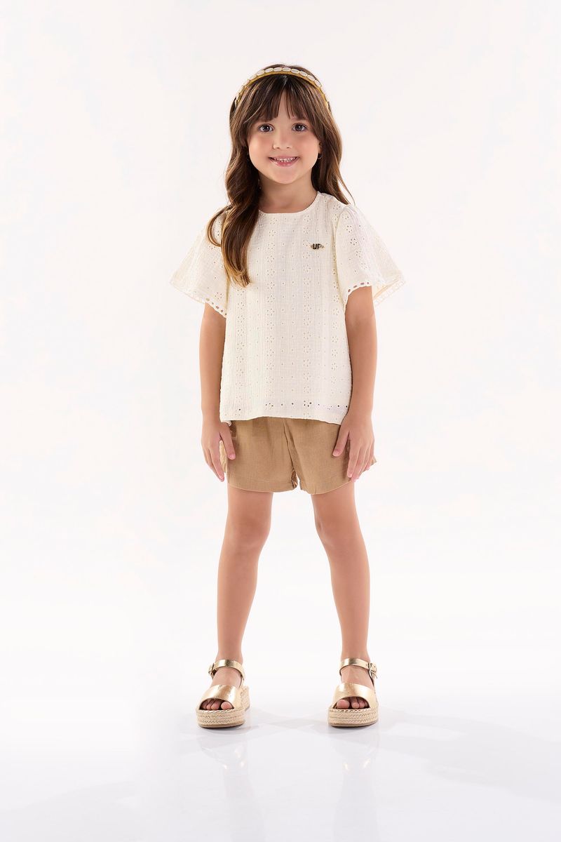 Conjunto-Infantil-para-Menina-com-Bata-e-Shorts--Bege--Up-Baby