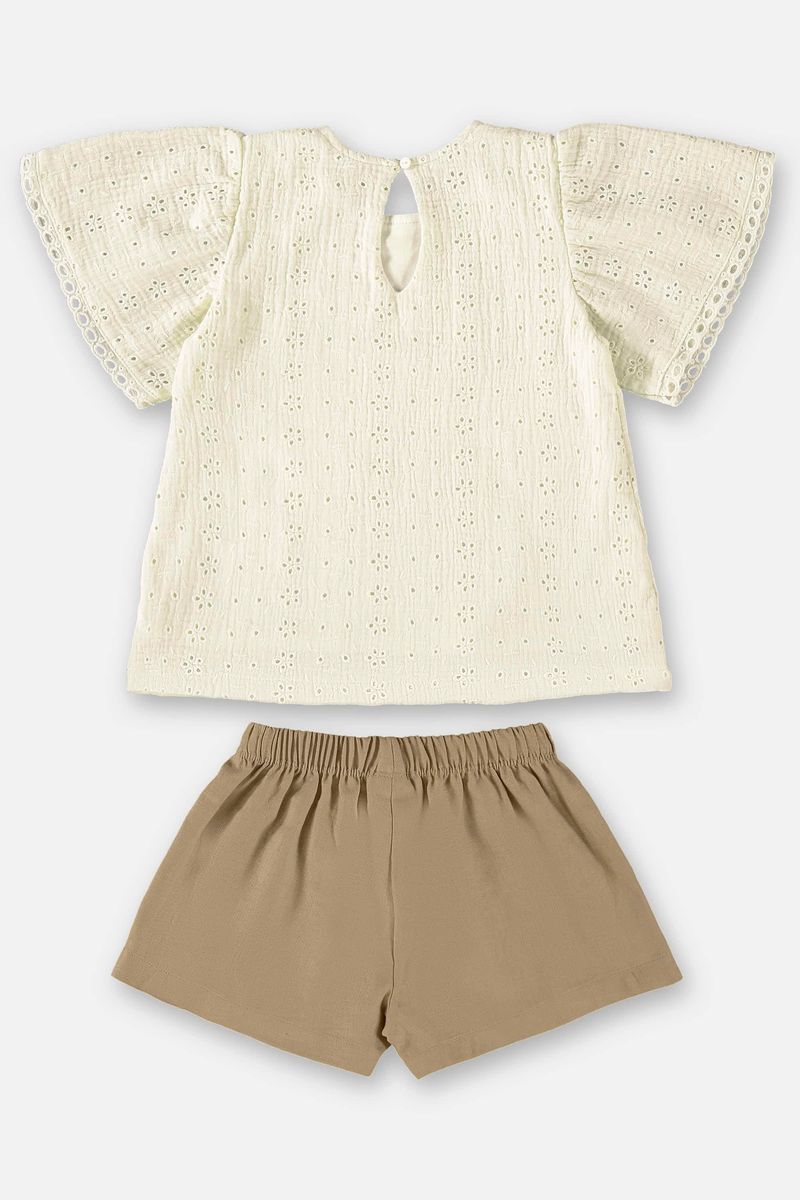Conjunto-Infantil-para-Menina-com-Bata-e-Shorts--Bege--Up-Baby