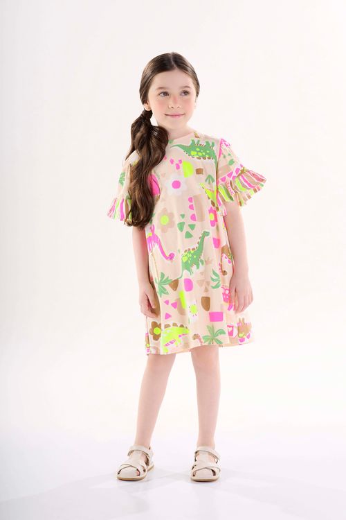 Vestido Infantil em Meia Malha (Bege) Up Baby