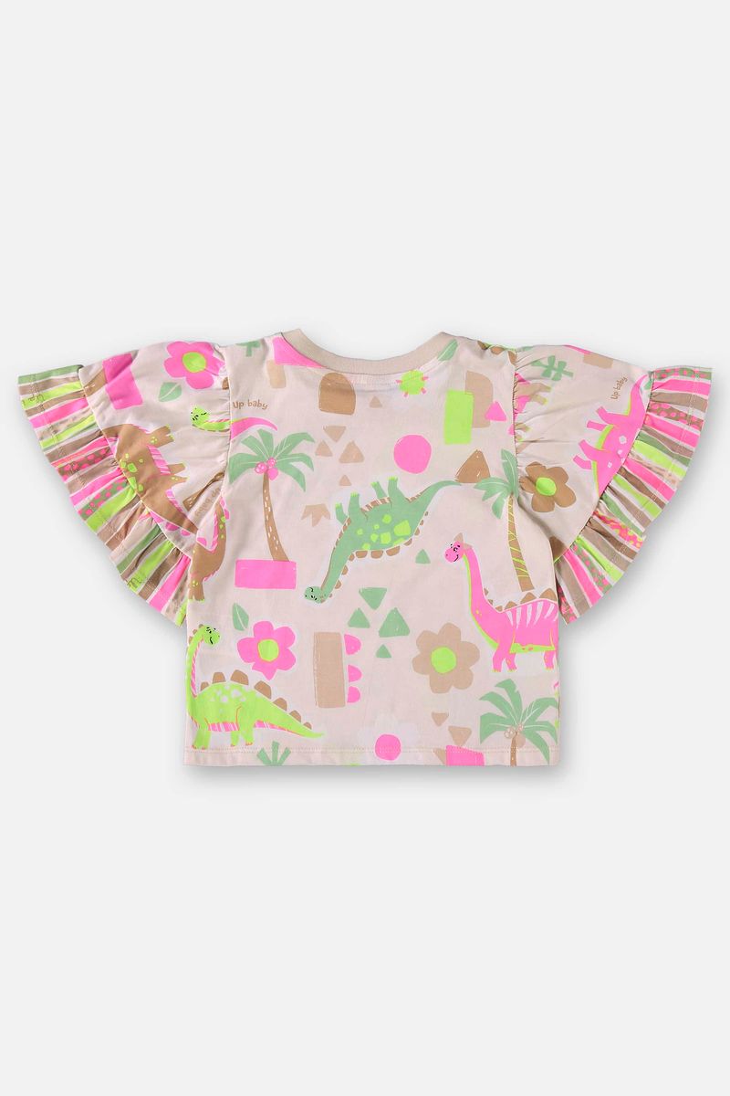 Conjunto-Infantil-para-Meninas-com-Blusa-e-Shorts--Bege--Up-Baby