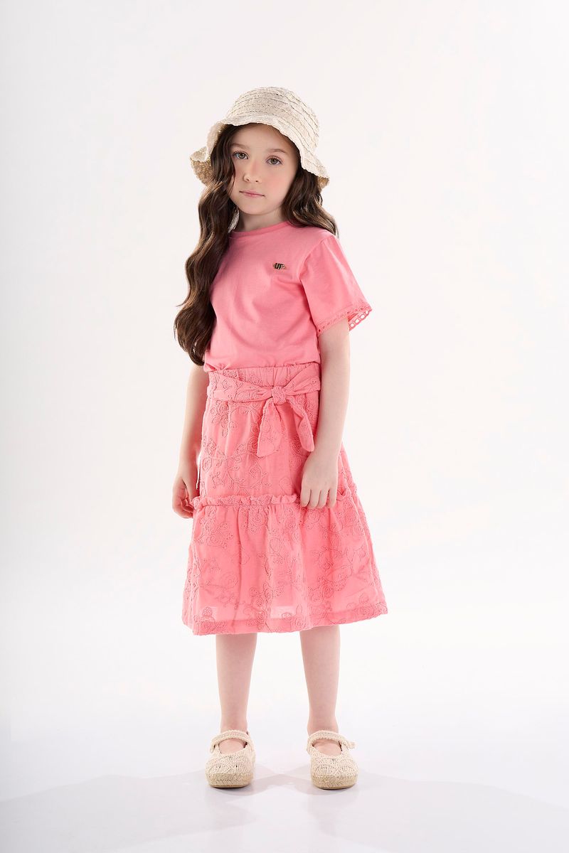 Conjunto-Infantil-para-Menina-com-Blusa-e-Saia--Rosa--Up-Baby