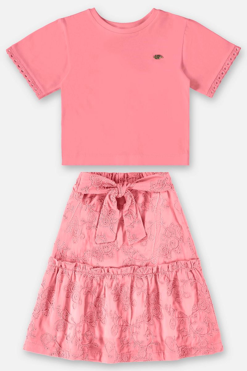Conjunto-Infantil-para-Menina-com-Blusa-e-Saia--Rosa--Up-Baby