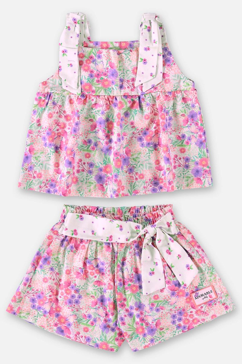 Conjunto-Infantil-para-Menina-com-Bata-e-Shorts--Rosa--Up-Baby