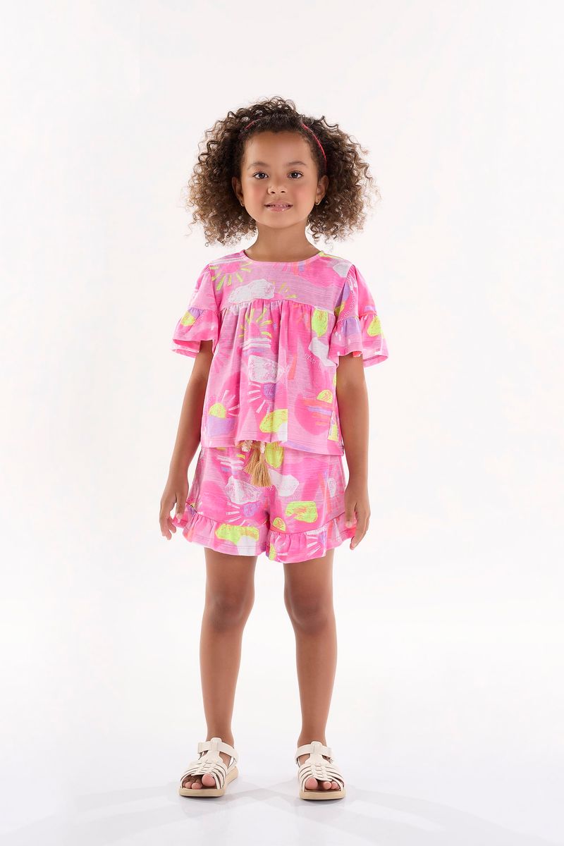 Conjunto-Infantil-para-Menina-com-Bata-e-Shorts--Rosa--Up-Baby