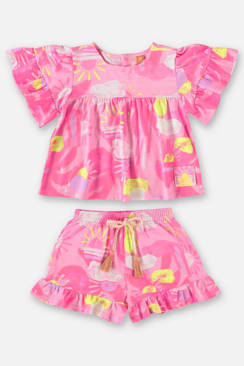 Conjunto-Infantil-para-Menina-com-Bata-e-Shorts--Rosa--Up-Baby