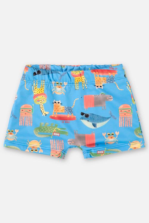 Sunga Boxer Infantil Forrada com FPS+50 (Azul Claro) Up Baby