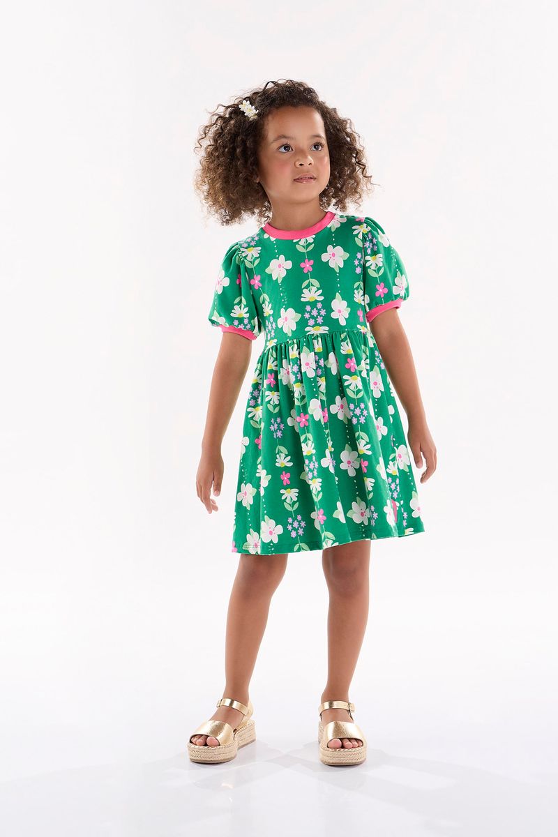 Vestido-Infantil-Manga-Curta-em-Cotton--Verde--Up-Baby