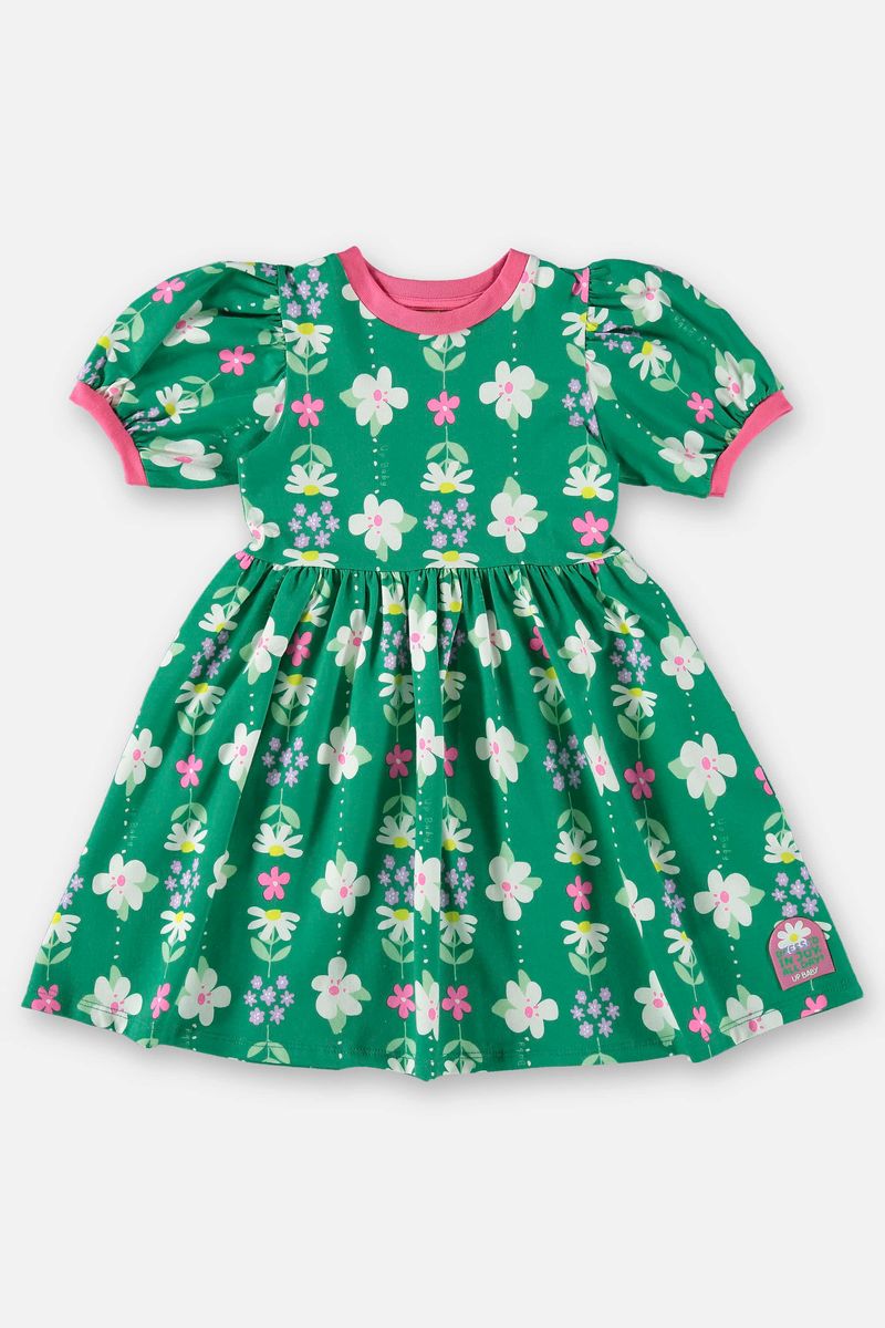 Vestido-Infantil-Manga-Curta-em-Cotton--Verde--Up-Baby