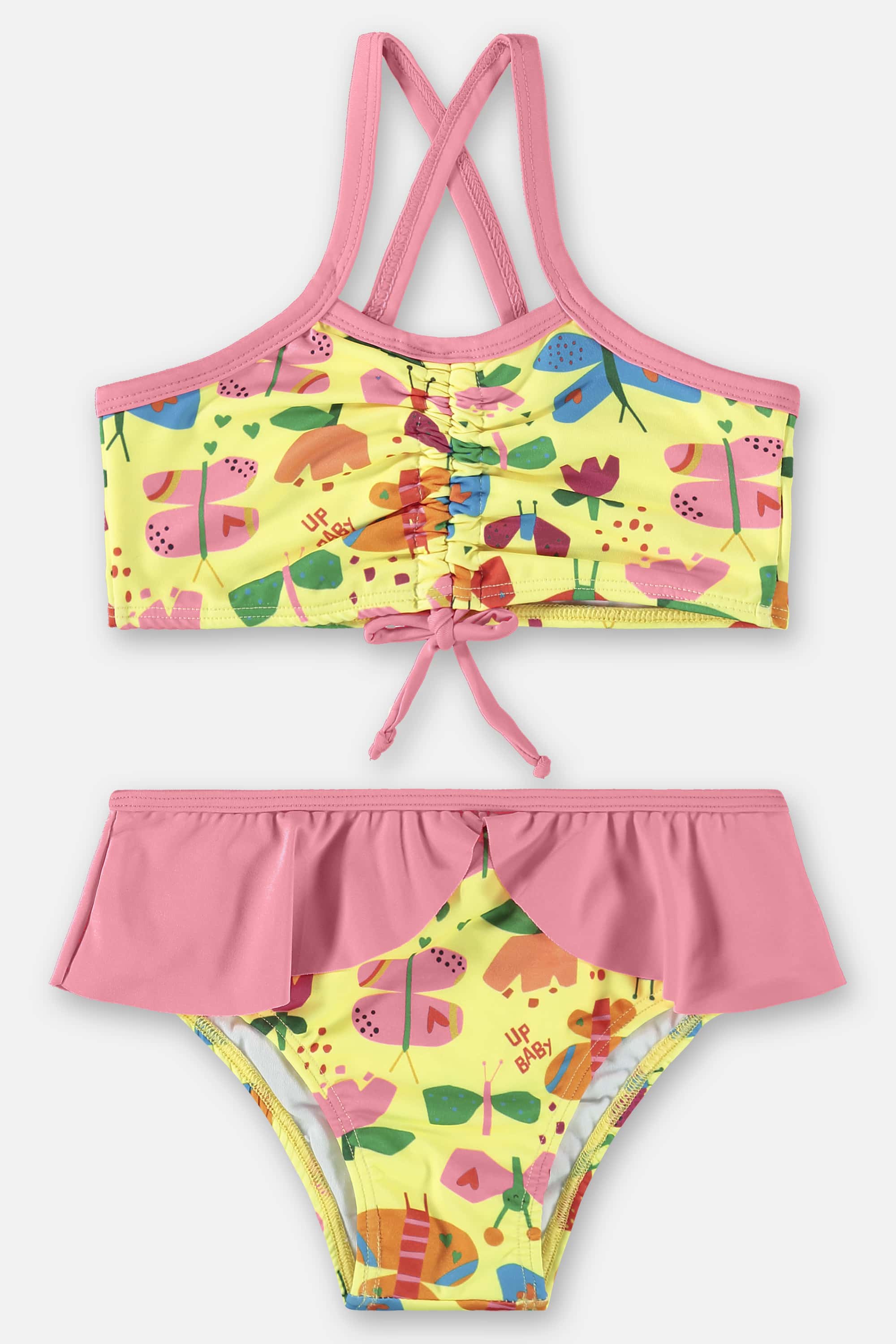 Biquíni Infantil com Top e Calcinha FPS+50 (Amarelo Neon) Up Baby