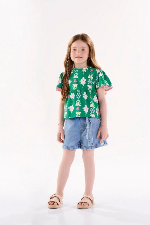 Bata Infantil para Menina em Cotton (Verde) Up Baby