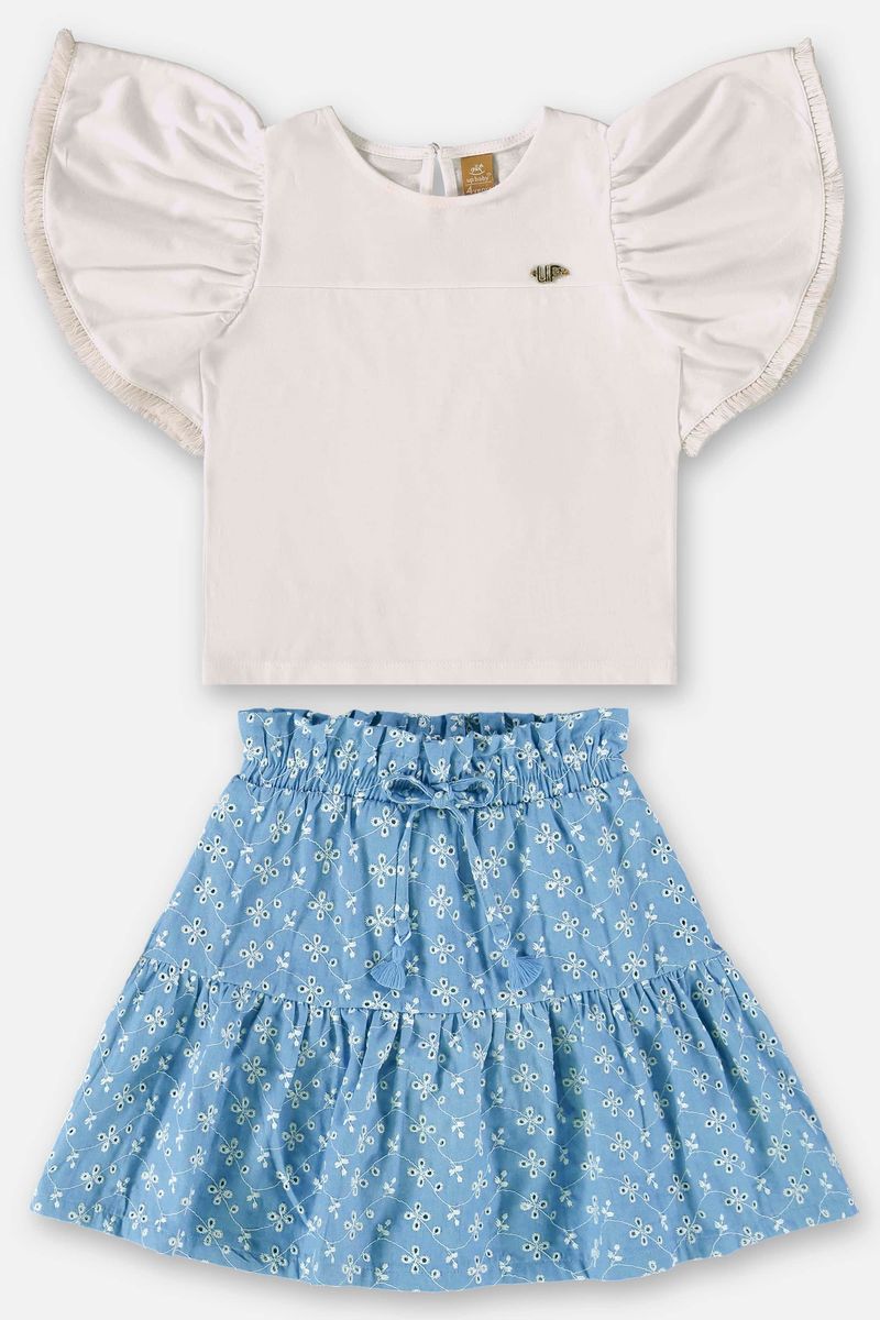 Conjunto-Infantil-para-Menina-com-Blusa-e-Saia--Off-White--Up-Baby