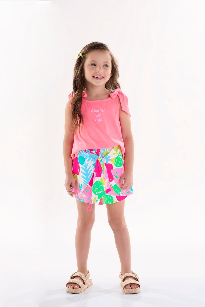 Conjunto-Bata-e-Short-Infantil-para-Menina--Rosa-Pink-Neon--Up-Baby