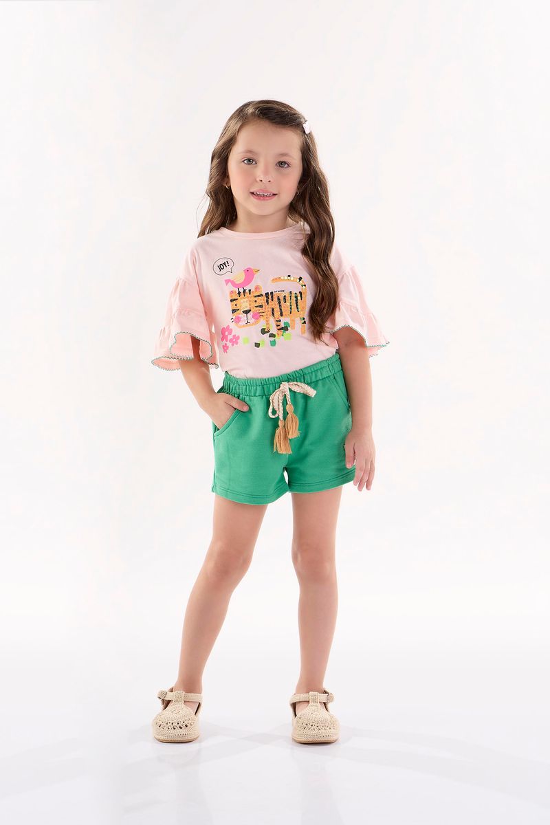 Conjunto-Infantil-para-Menina-com-Blusa-e-Shorts--Rosa-Claro--Up-Baby