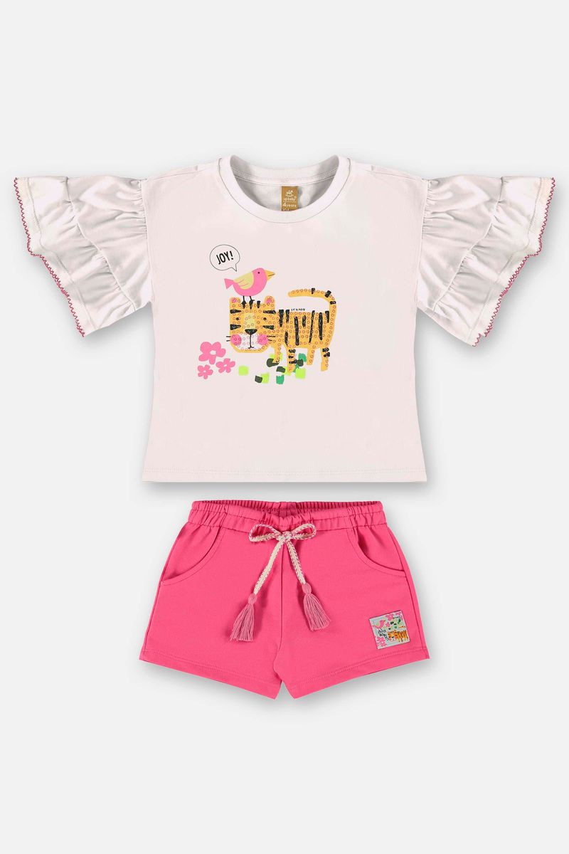 Conjunto-Infantil-para-Menina-com-Blusa-e-Shorts--Off-White--Up-Baby
