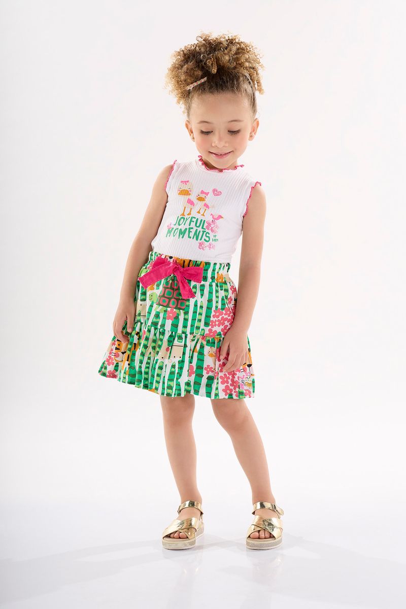 Conjunto-Infantil-para-Menina-com-Blusa-e-Saia--Branco--Up-Baby