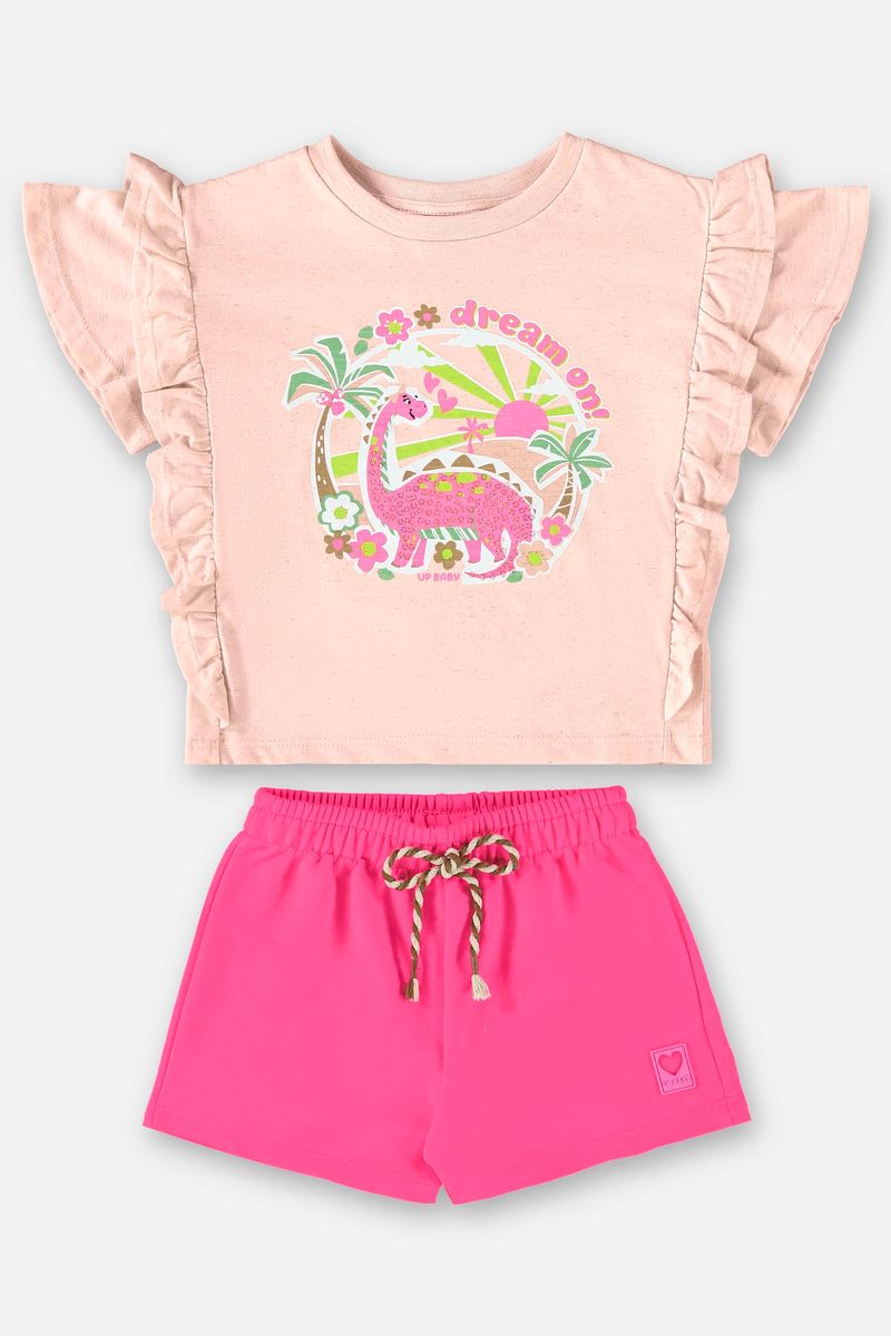 Conjunto-Infantil-para-Menina-com-Blusa-e-Shorts--Rosa-Claro--Up-Baby