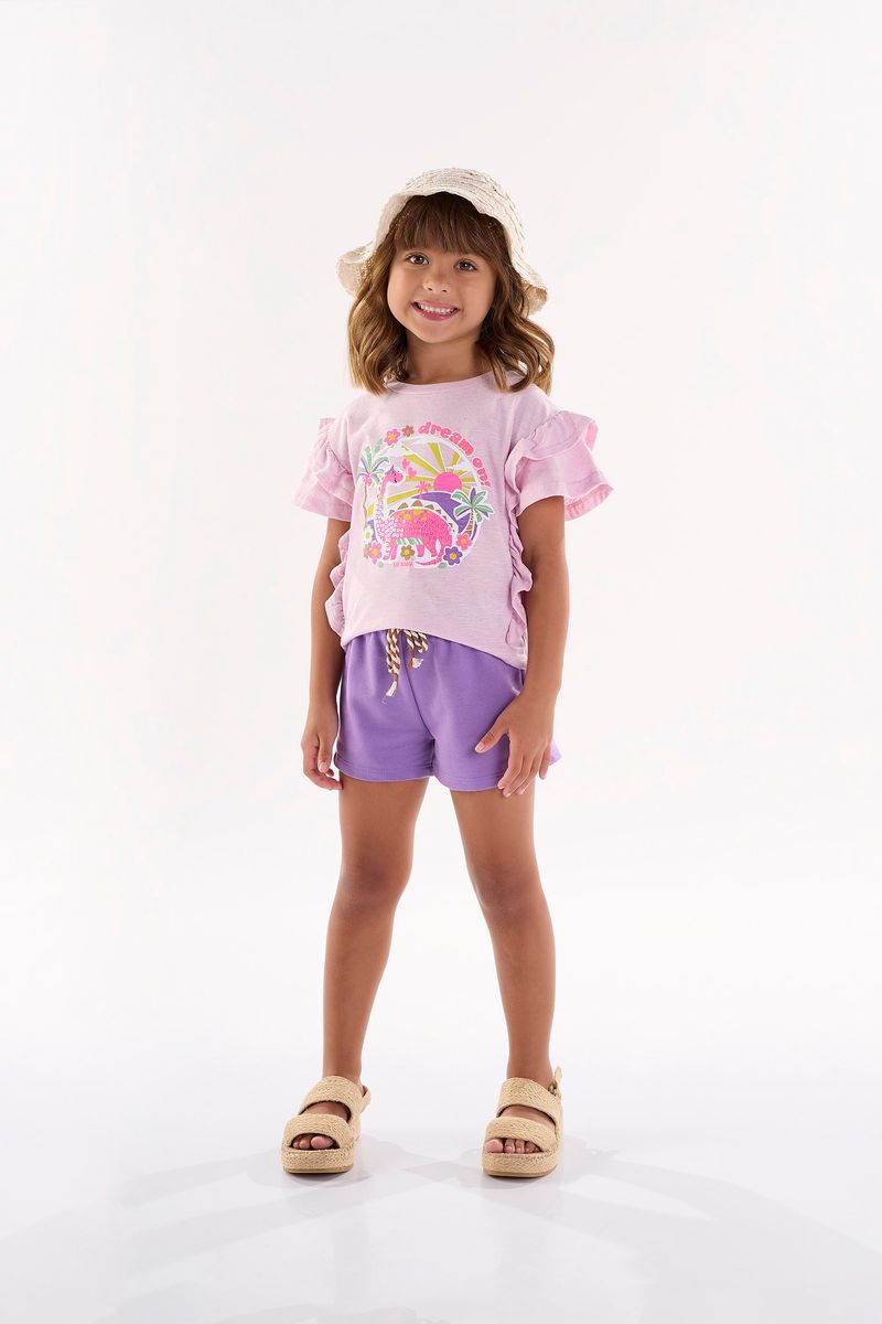 Conjunto-Infantil-para-Menina-com-Blusa-e-Shorts--Roxo--Up-Baby