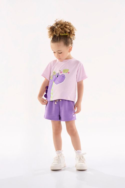 Blusa Infantil para Menina com Manga Curta (Roxo) Up Baby