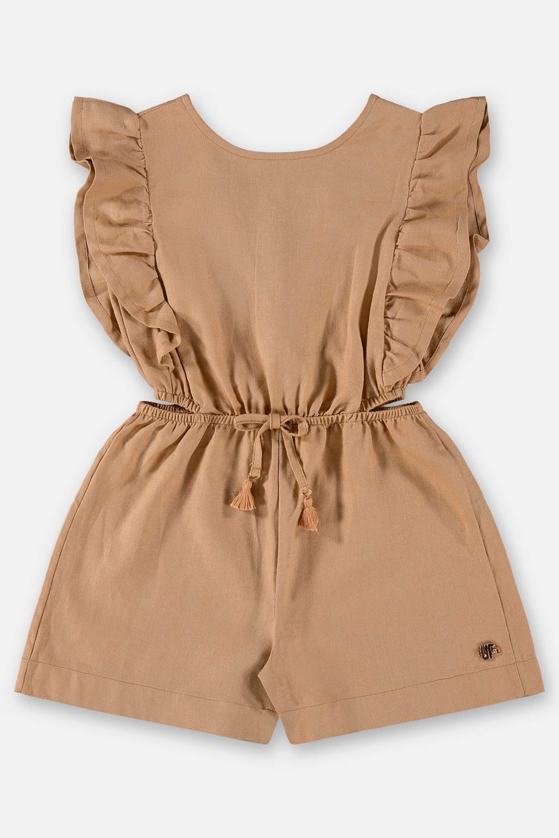 Macaquinho-Infantil-para-Menina-em-Linho--Marrom--Up-Baby
