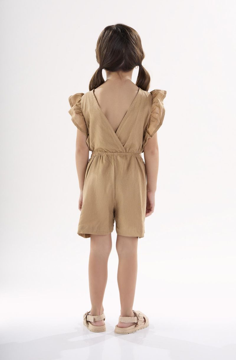 Macaquinho-Infantil-para-Menina-em-Linho--Marrom--Up-Baby