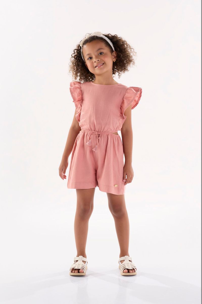 Macaquinho-Infantil-para-Menina-em-Linho--Rosa--Up-Baby