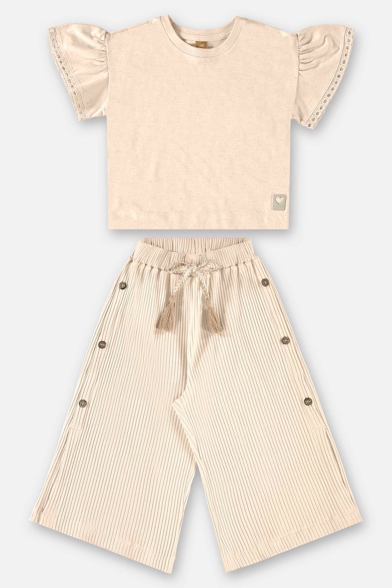 Conjunto-Infantil-para-Menina-com-Blusa-e-Calca--Bege--Up-Baby