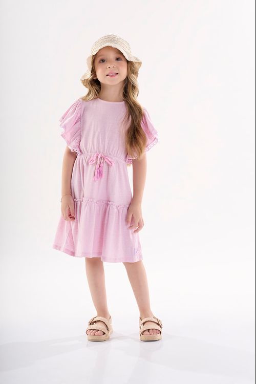 Vestido Infantil em Meia Malha Linho (Rosa Claro) Up Baby