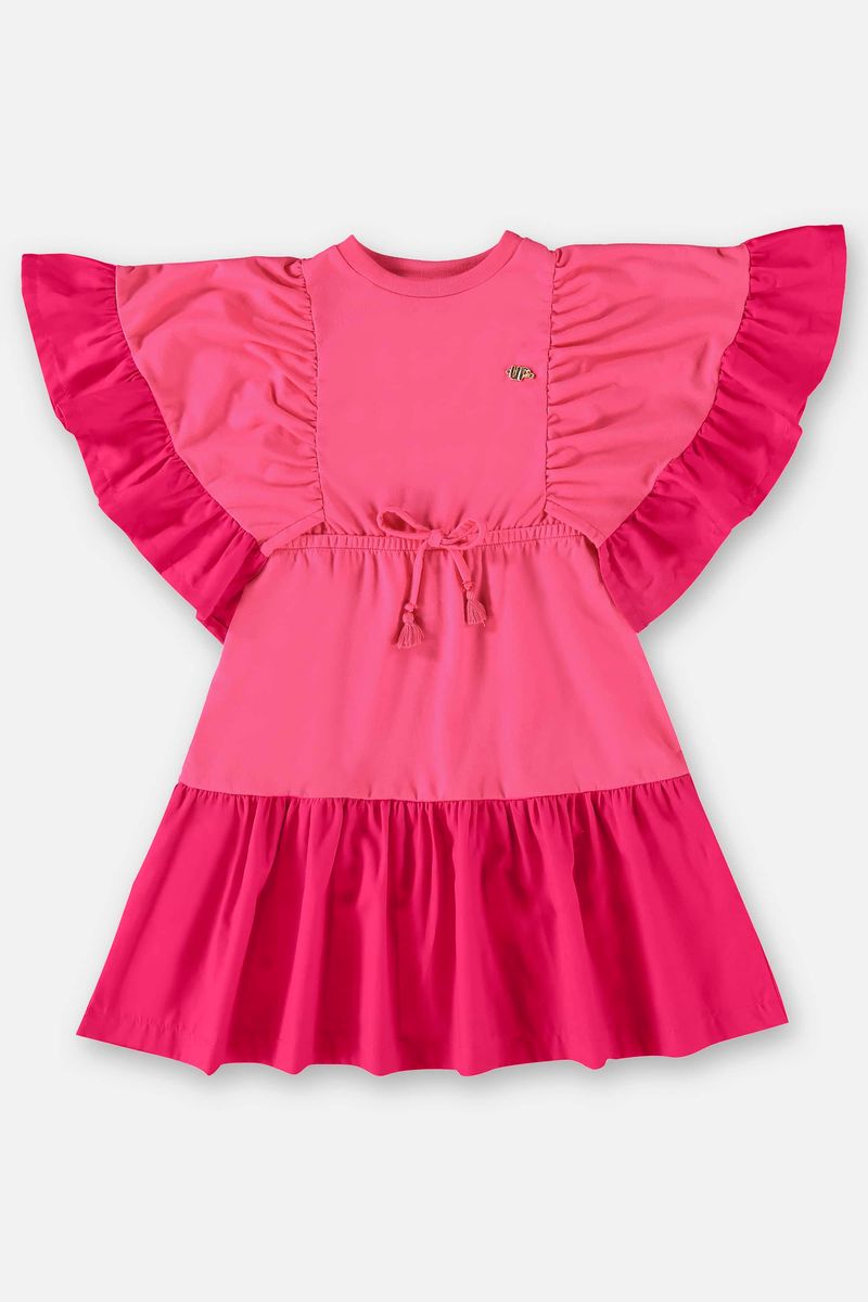 Vestido-Infantil-em-Tricoline-e-Meia-Malha--Rosa-Pink--Up-Baby