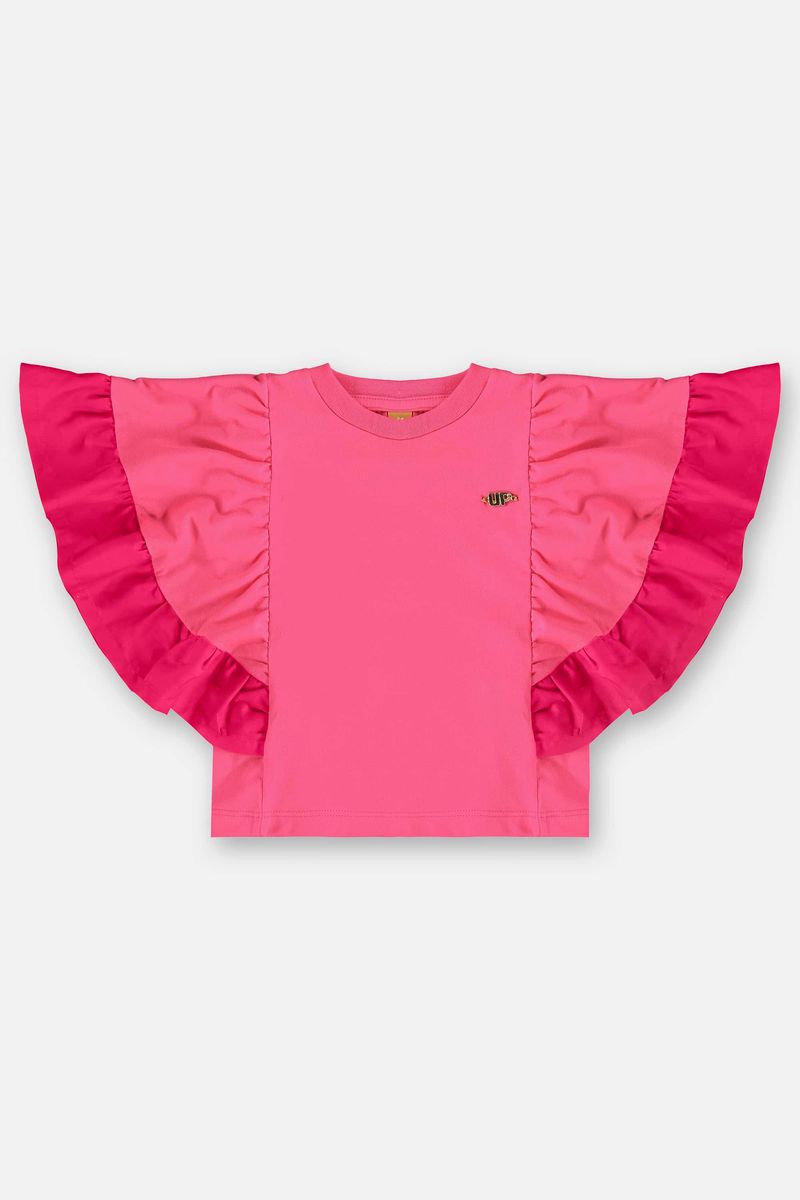 Bata-Infantil-para-Menina-em-Tricoline-e-Meia-Malha--Rosa-Pink--Up-Baby