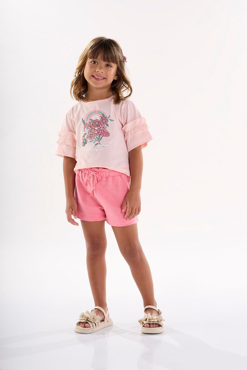 Conjunto-Infantil-para-Menina-com-Blusa-e-Shorts--Rosa-Claro--Up-Baby