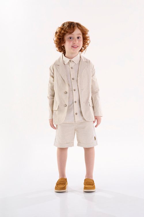 Blazer Infantil em Tecido Listrado (Bege) Up Baby