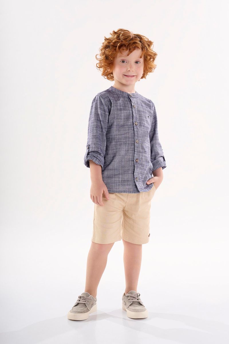 Conjunto-Infantil-para-Menino-com-Bata-e-Bermuda--Azul-Marinho--Up-Baby
