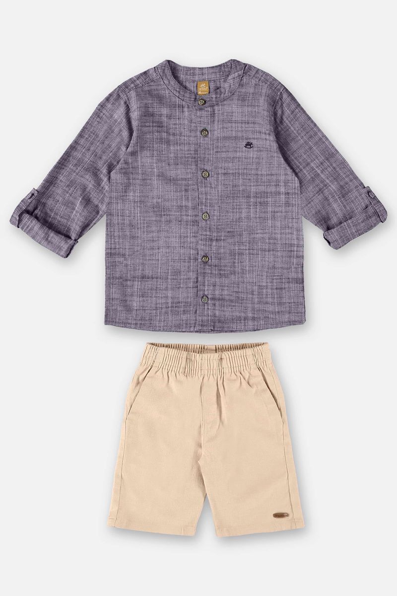 Conjunto-Infantil-para-Menino-com-Bata-e-Bermuda--Azul-Marinho--Up-Baby