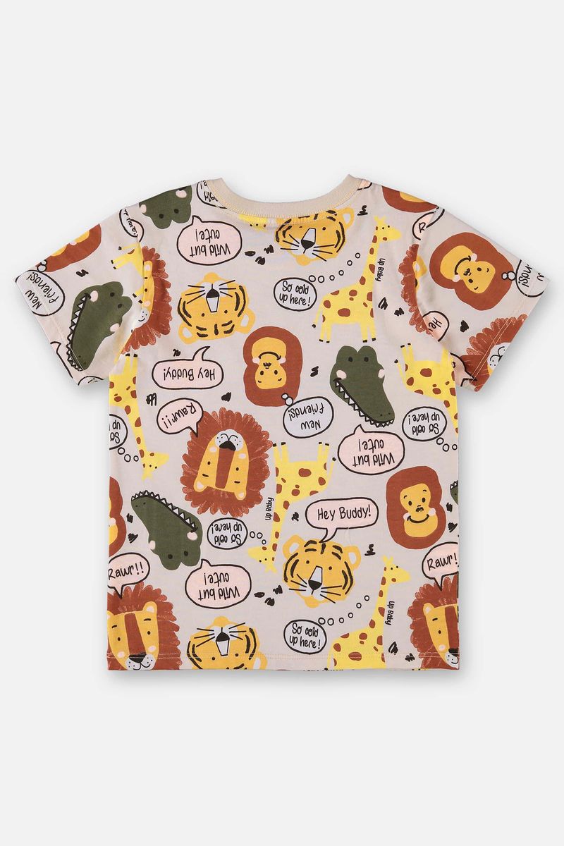 Camiseta-Infantil-para-Menino-em-Meia-Malha--Bege--Up-Baby