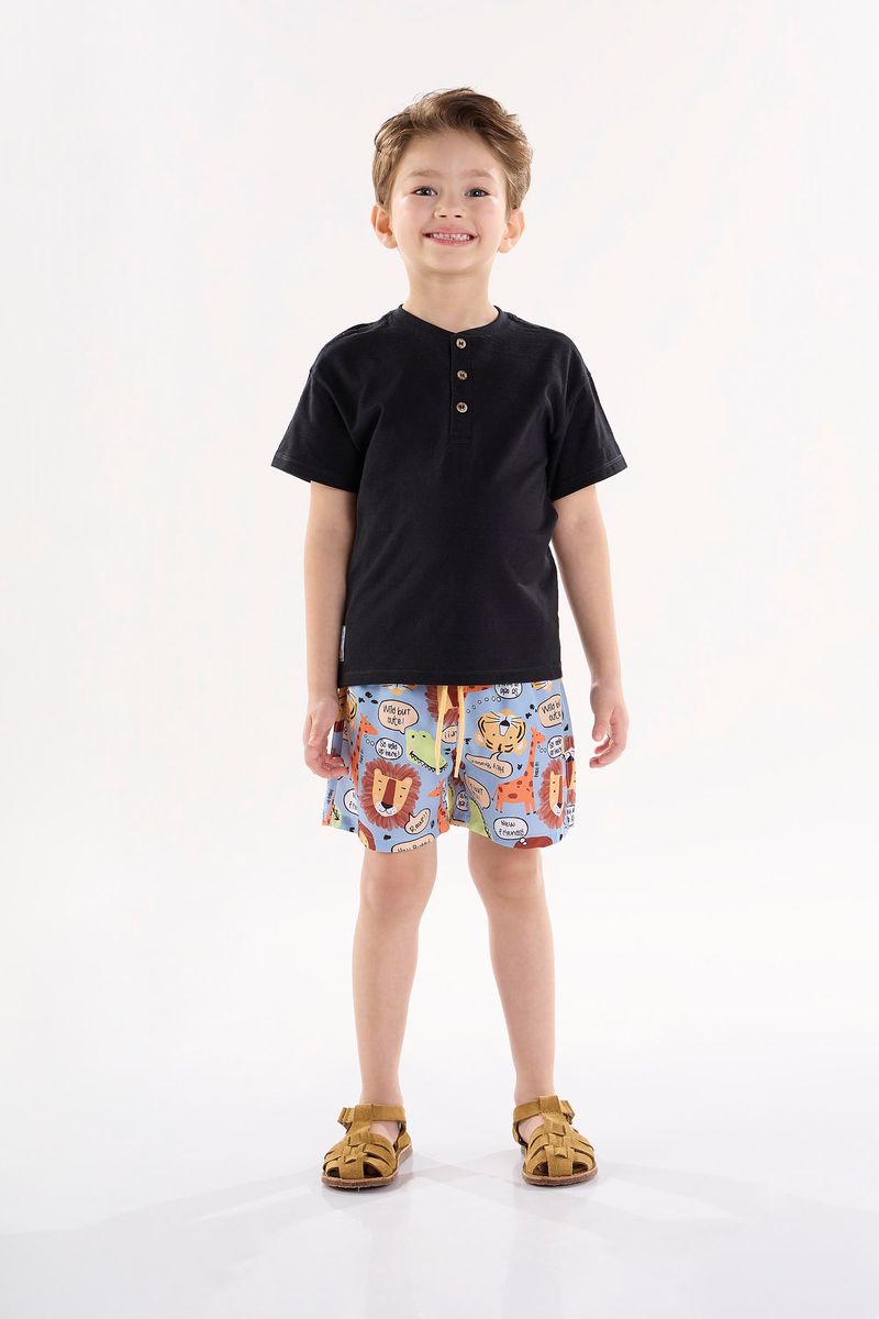 Conjunto-Infantil-para-Menino-com-Camiseta-e-Short--Preto--Up-Baby