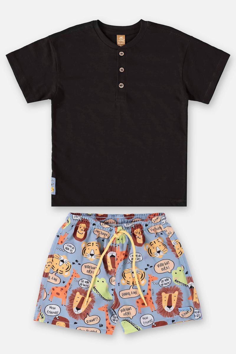 Conjunto-Infantil-para-Menino-com-Camiseta-e-Short--Preto--Up-Baby