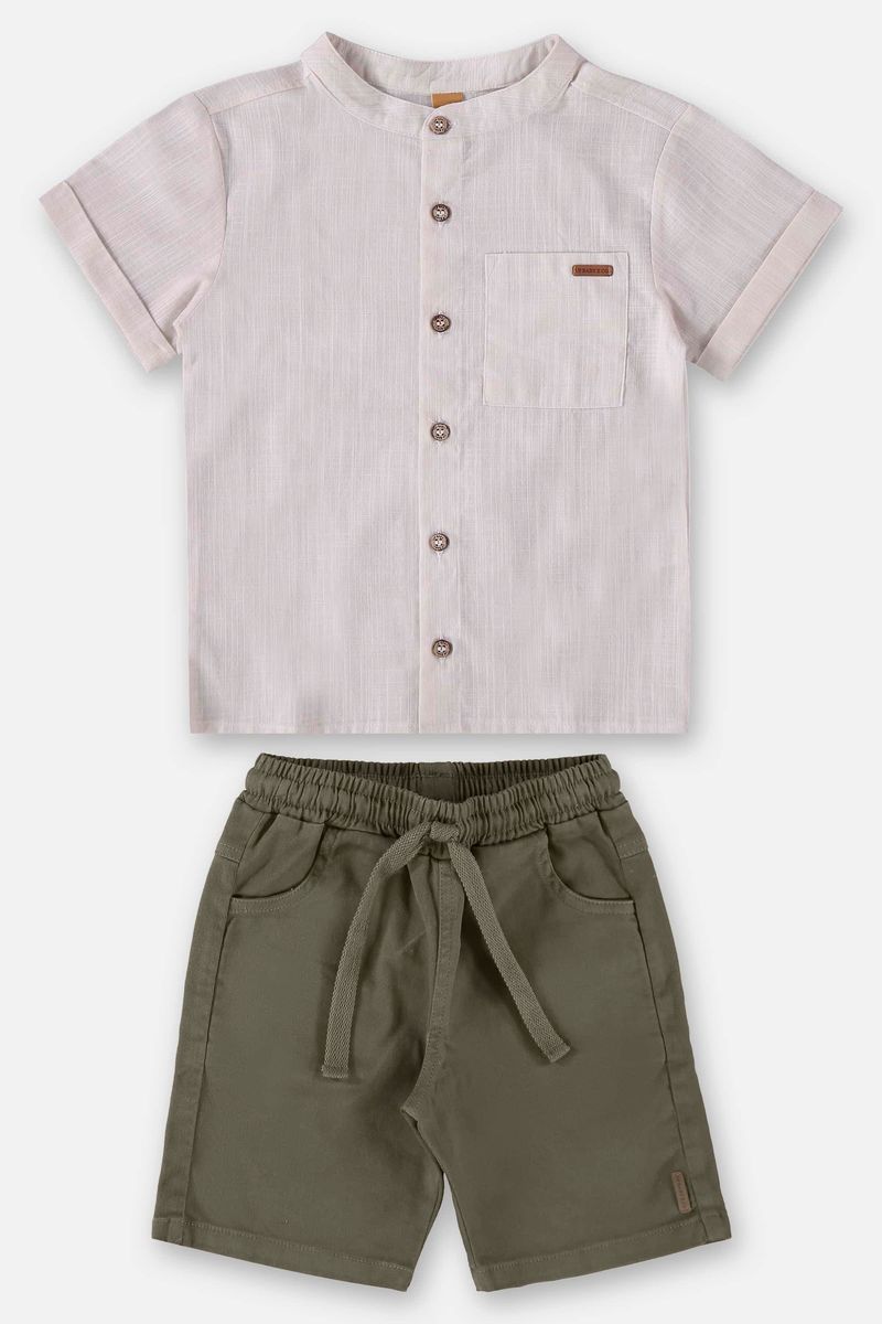Conjunto-Infantil-para-Meninos-com-Bata-e-Bermuda--Cinza--Up-Baby