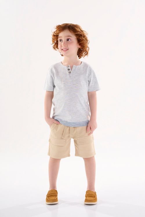Conjunto com Camiseta e Bermuda Infantil para Menino (Cinza) Up Baby