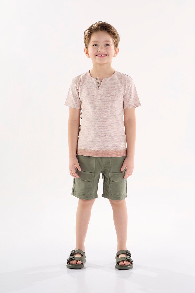 Conjunto-com-Camiseta-e-Bermuda-Infantil-para-Menino--Marrom--Up-Baby