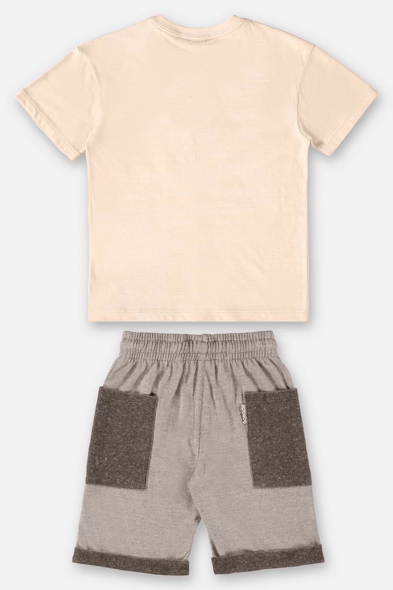 Conjunto-Infantil-para-Meninos-com-Camiseta-e-Bermuda--Bege--Up-Baby