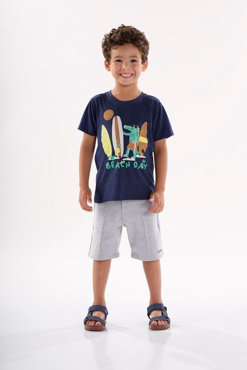 Camiseta Infantil para Menino em Meia Malha (Azul Marinho) Up Baby